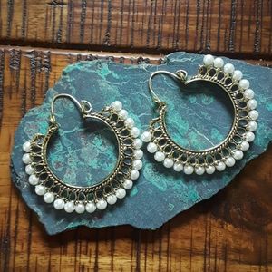 Boho faux pearl earrings